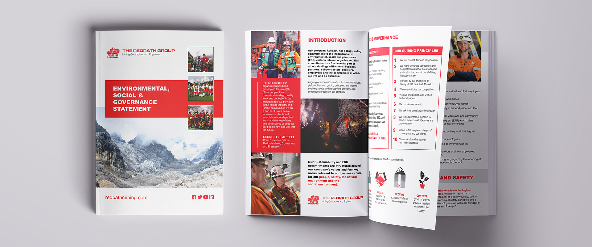 L’image de couverture et le livret ouvert de la Déclaration environnementale, sociale et de gouvernance.