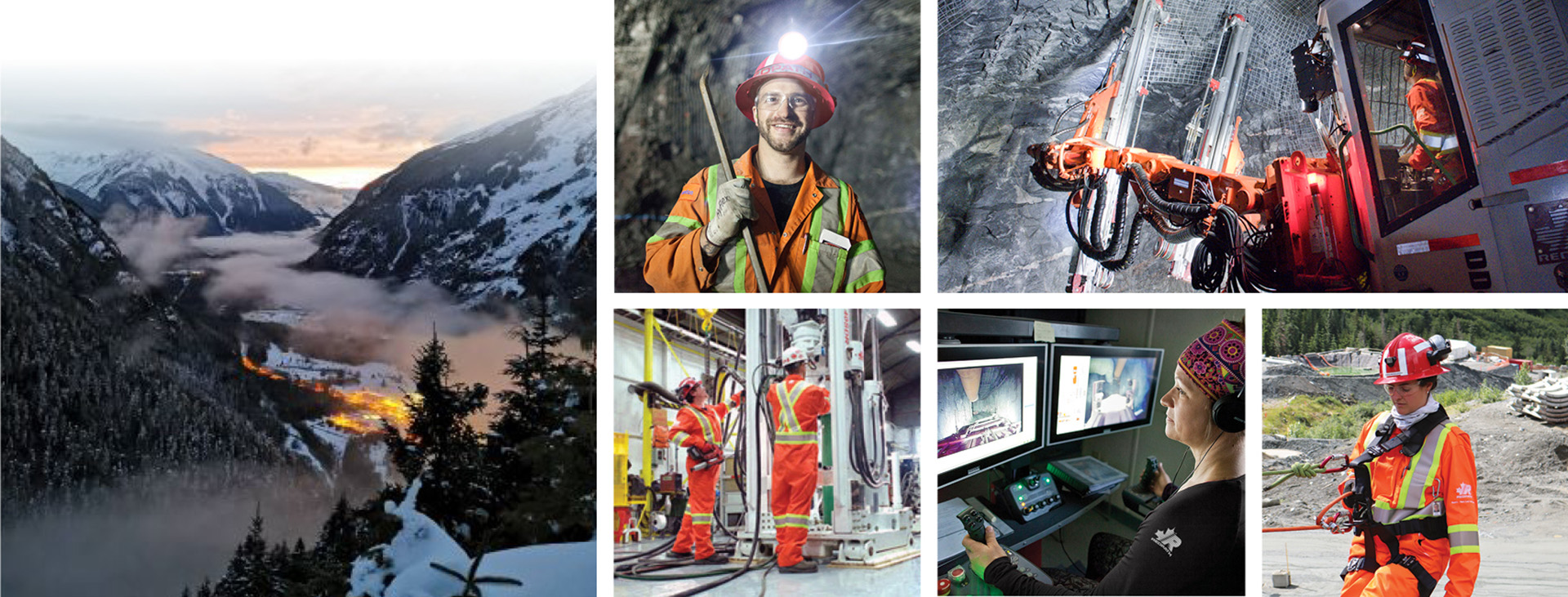 A grid layout of photos depicting a variety of Redpath employees working their respective jobs and tasks, depicting a wide range of work opportunities at Redpath.